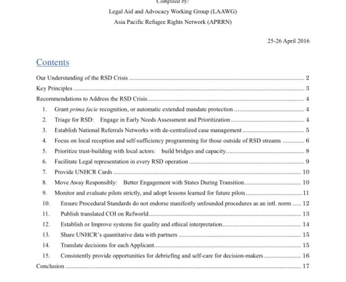 Strategies to Promote Protection inside and outside of RSD – World